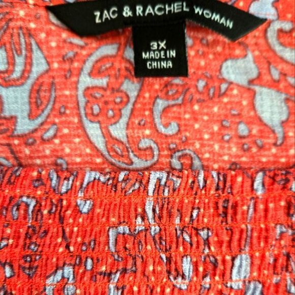 EC ZAC & RACHEL BOHO SHORT SLEEVE PAISLEY TOP SZ. 3X - Picture 2 of 4
